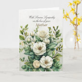 Sincère Sympathie Blanc Roses Vert Carte de Sympat (Fleur jaune)