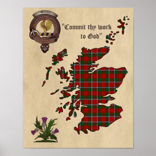 Sinclair Clan Badge et Tartan Poster 11x14