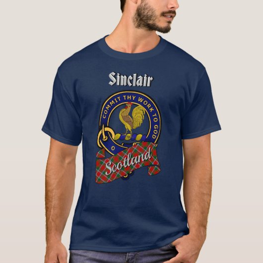 Sinclair Clan Badge & Tartan T-shirt (Voorkant)