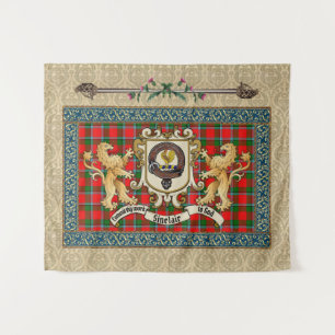 Sinclair Clan Badge & Tartan w/Lion Wandkleed