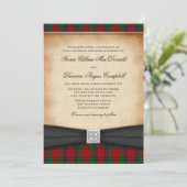 Sinclair Modern Red Tartan Faire-part de mariage (Debout devant)