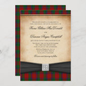 Sinclair Modern Red Tartan Faire-part de mariage (Devant / Derrière)