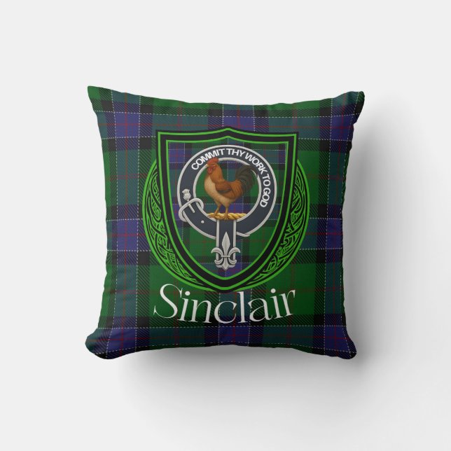 Sinclair Schotse Clan Tartan Crest Kussen (Voorkant)