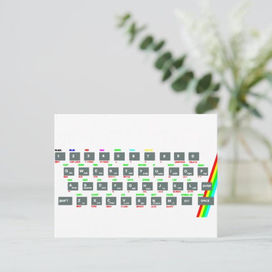 Sinclair ZX Spectrum Keyboard Keys Briefkaart (Staand voorkant)