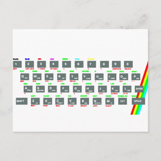 Sinclair ZX Spectrum Keyboard Keys Briefkaart (Voorkant)