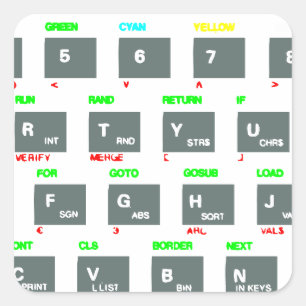 Sinclair ZX Spectrum Keyboard Keys Vierkante Sticker
