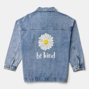 Sind Daisy Peace Sign Teacher Kindness Anti Bul Denim Jacket