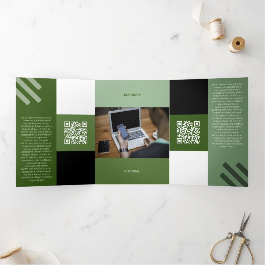 Sind Groen vierkant van Qr-codes Drieluik Kaart (Binnen)