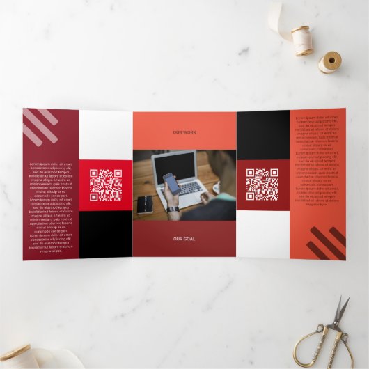 Sind Red Squared off Qr-codes Drieluik Kaart (Binnen)