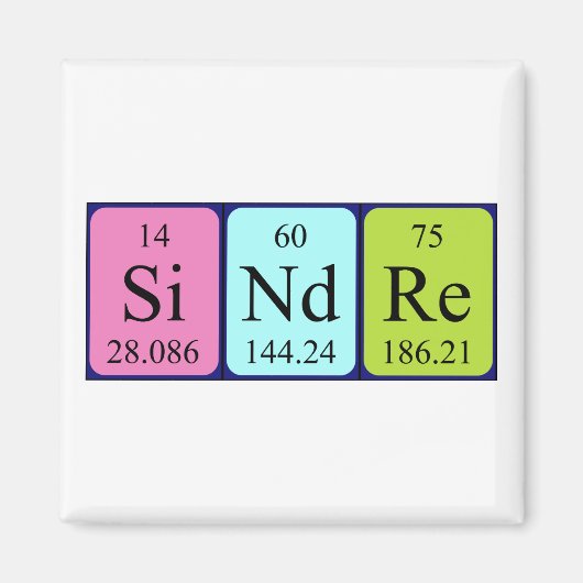 Sindre periodieke table name magnet magneet (Voorkant)