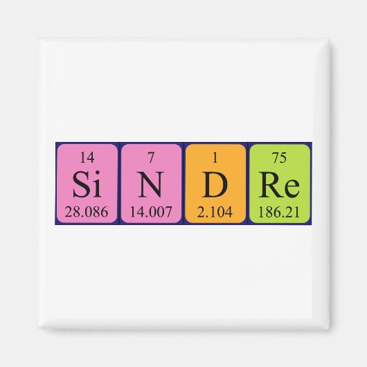 Sindre periodieke table name magnet magneet (Voorkant)