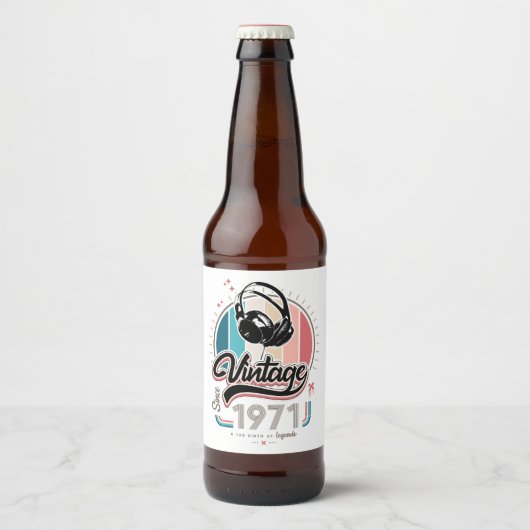  sinds 1971 Hoofdtelefoon Bier Etiket (Voorkant)
