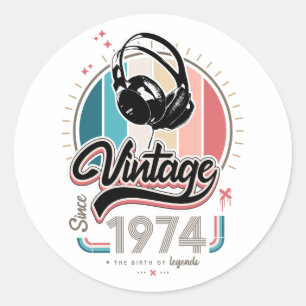 sinds 1974 Hoofdtelefoon Ronde Sticker