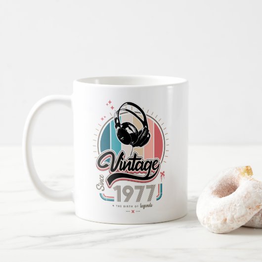  sinds 1977 Hoofdtelefoon Koffiemok (Met donut)