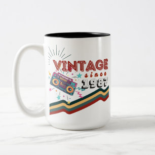 sinds 1987 Nostalgische & muziek Tweekleurige Koffiemok