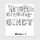 Sindy Happy Birthday silver Aufkleber Sticker (Vel)
