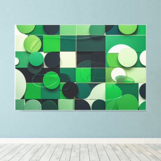 Sinfonía Verde Geométrica Canvas Afdruk (Insitu (Houten vloer))