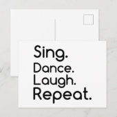 SING DANCE LAUGH REPEAT BRIEFKAART (Voorkant / Achterkant)