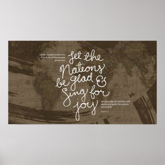 Sing for joy bible verse Psalm 67:3-4 poster (Voorkant)