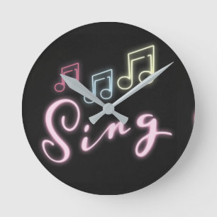 Sing Neon Muzieknoten Ronde Klok