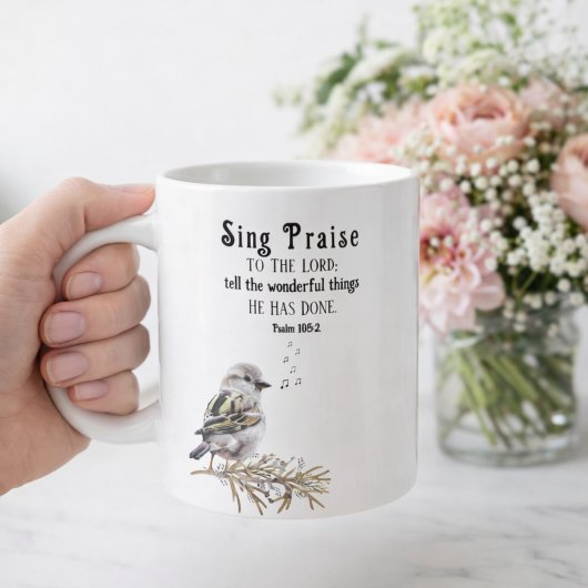 Sing Praise to the Lord Psalm 105:2 Bird Scripture Koffiemok