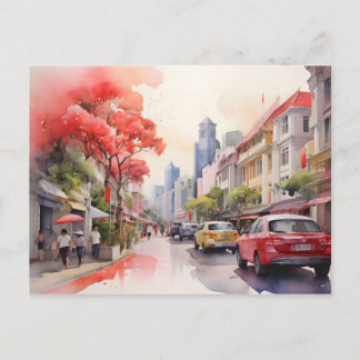 Singapore aquarel kunst briefkaart