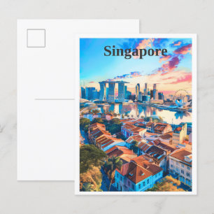 Singapore Art Vintage Travel Briefkaart