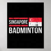 Singapore Badminton Vlag Racket Sport Birdie Playe Poster (Voorkant)