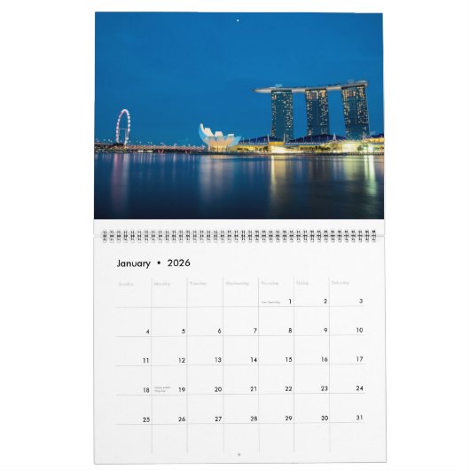 Singapore bij nacht kalender (Jan 2026)