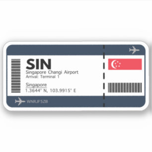 Singapore boarding pass - Airport Ticket Sticker