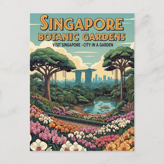 Singapore Botanic Gardens Reizen Briefkaart (Voorkant)