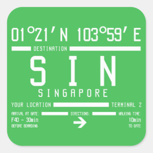 Singapore Changi International Airport Code Vierkante Sticker
