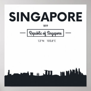 Singapore, China Stadscoördinaten Poster