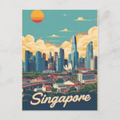 Singapore city retro Skyline Briefkaart (Voorkant)