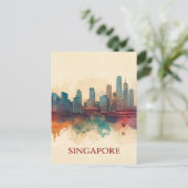 Singapore city retro Skyline Briefkaart (Staand voorkant)