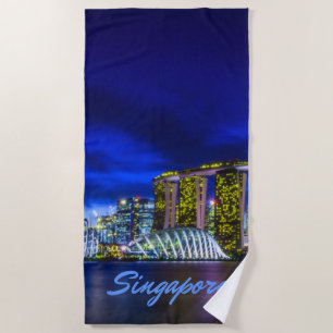 Singapore City Skyline bij nacht Strandlaken