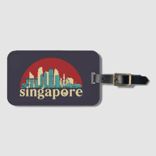 Singapore  City Skyline Cityscape Art Bagagelabel