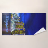 Singapore City Skyline La Nuit (Serviette de bain)