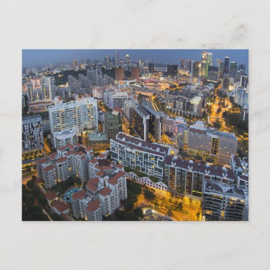 Singapore Cityscape in Blue Hour Briefkaart (Voorkant)