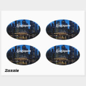 Singapore Cityscape Ovale Sticker (Vel)