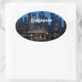 Singapore Cityscape Ovale Sticker (Tas)