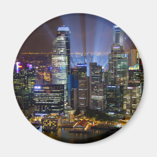 Singapore downtown stad bij nacht magneet