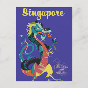 Singapore dragon vintage poster briefkaart