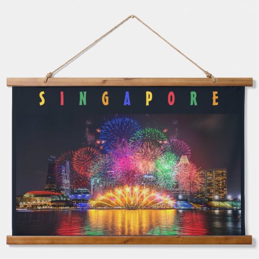 Singapore Fireworks Hangend Wandkleed (Voorkant)
