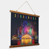 Singapore Fireworks Hangend Wandkleed (Gebogen)