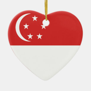 Singapore Flag Heart Keramisch Ornament