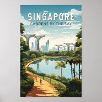 Singapore Gardens by the Bay Travel Art Vintage