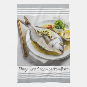 Singapore gestoomde Pomfret keukenhanddoek