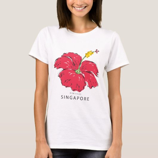 SINGAPORE HIBISCUS COLLECTIE T-SHIRT (Voorkant)