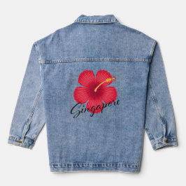 Singapore Hibiscus Denim Jacket